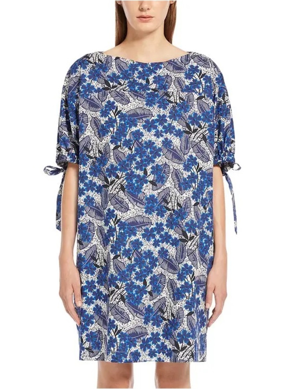 Weekend Max Mara Astor Dress Blue Floral Oversized Cotton Shift XL*